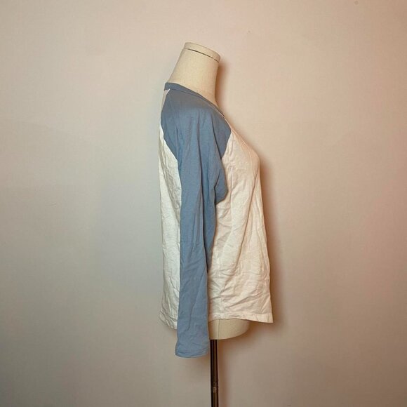 Frame Long Sleeve Raglan Tee in Sky Blue Multi | Women’s Size Small - Picture 2 of 5